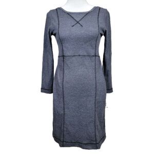 NWT AIKO Bianca Mini Dress 3/4 Sleeve Dark Gray Waffle Knit Womens Large Bodycon